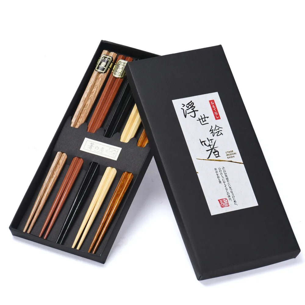 BAMBORIA Naturprodukt Kyoto 5er-Set Sushi-Eßstäbchen aus Buchenholz - Nachhaltige Naturprodukte für japanische Küche und Tischkultur