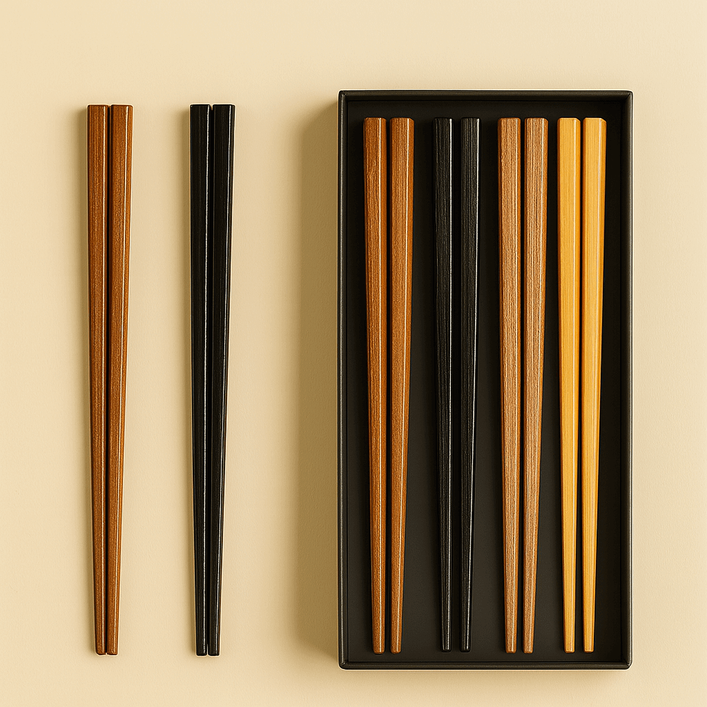 BAMBORIA Naturprodukt Kyoto Sushi Eßstäbchen aus nachhaltigem Holz - Premium japanische Eßstäbchen für authentisches Sushi-Erlebnis