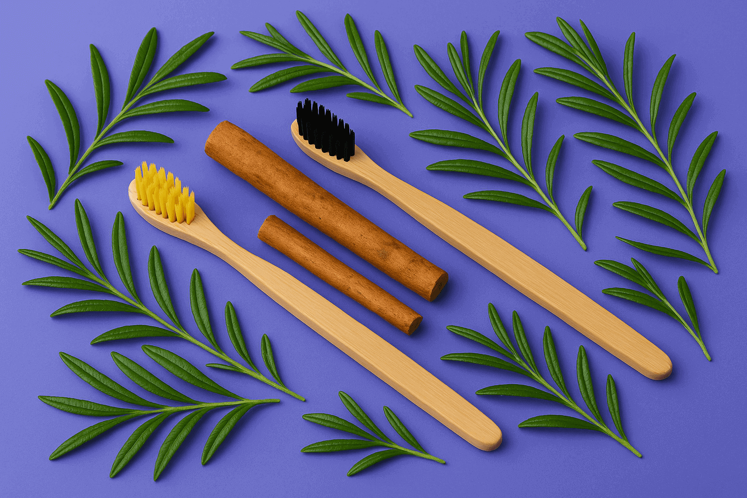 Natürliche Zahnpflege Produkte - Bambus Zahnbürste, Naturseife und Holzzubehör