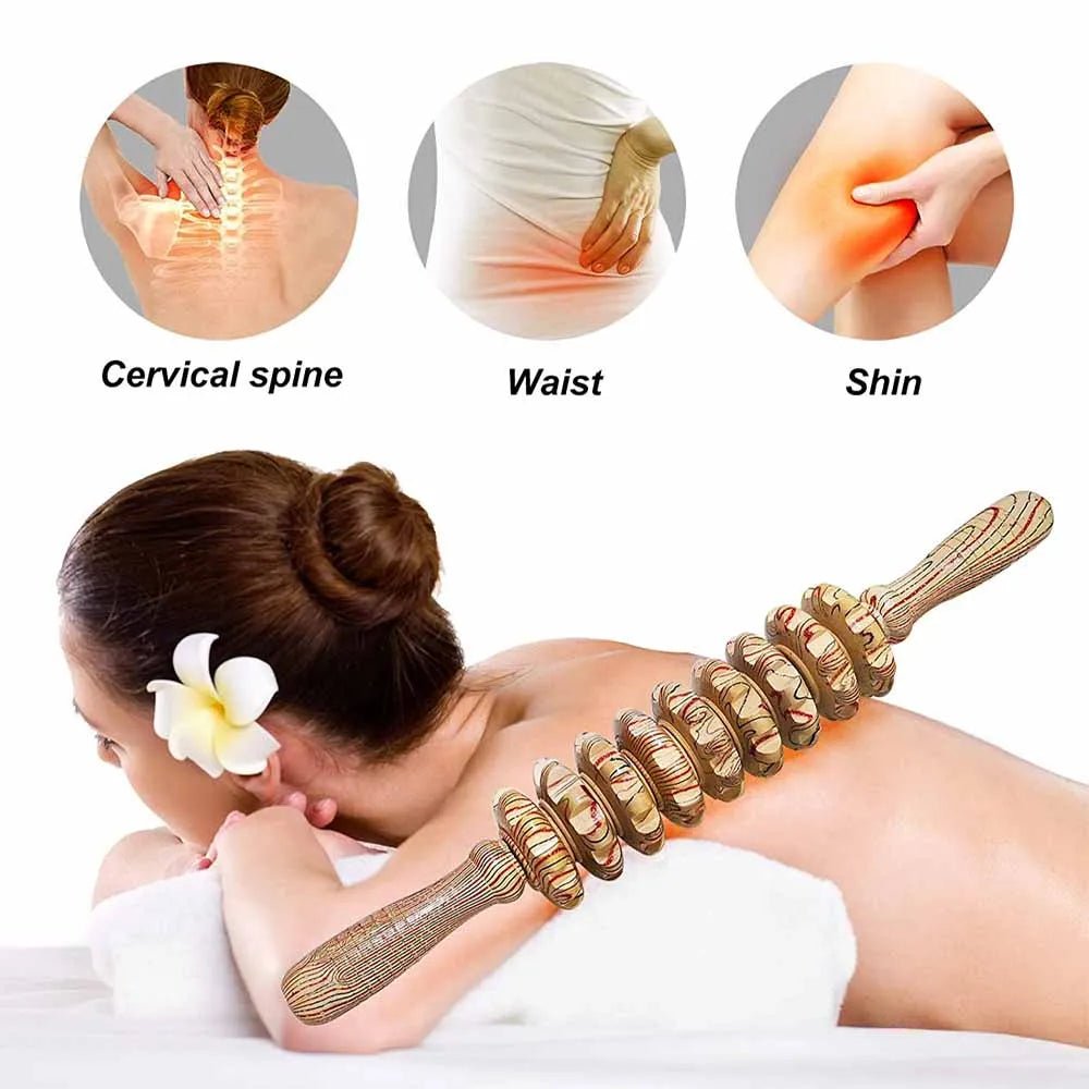 Rückenmassage mit Naturholz-Faszienroller – ergonomisch & effektiv
