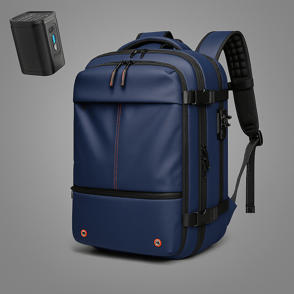 Bamboria ReisePro blauer Vakuumrucksack 55L wasserfest