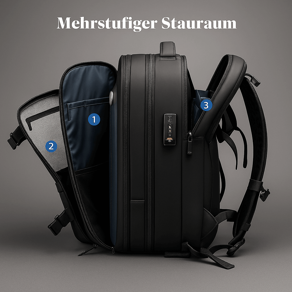 Bamboria ReisePro Vakuumrucksack mit 17 Zoll Laptopfach