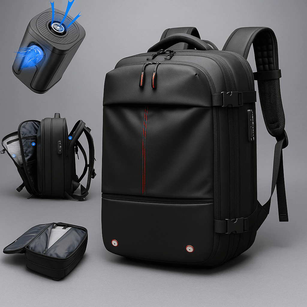 Offener Bamboria ReisePro Vakuumrucksack mit Kompressionsfach