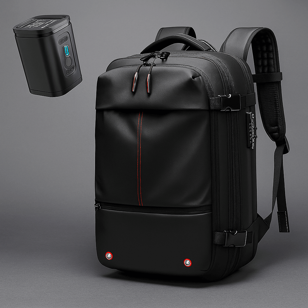 Bamboria ReisePro schwarzer Vakuumrucksack 55L wasserfest