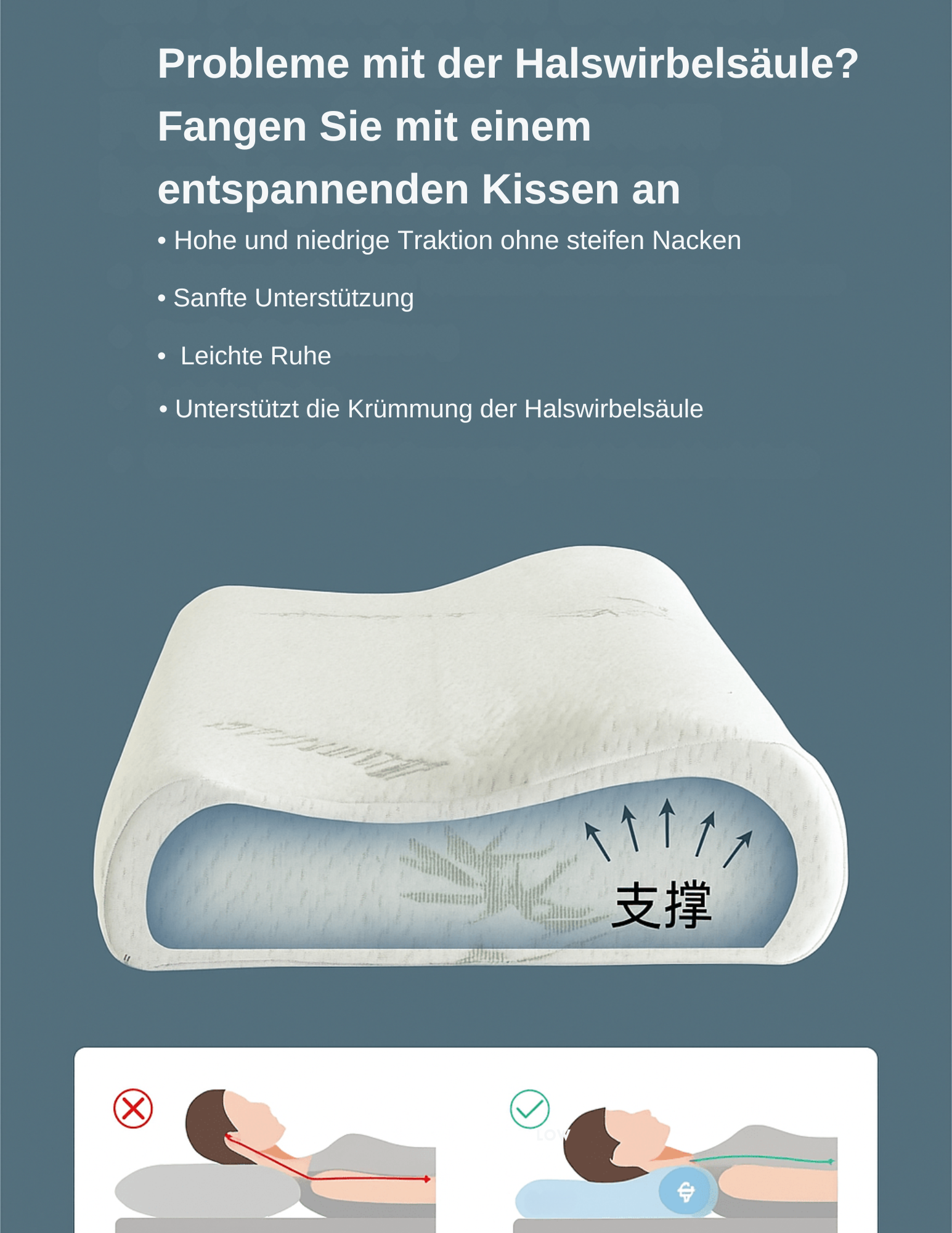 Zenloft Kissen mit ergonomischem Design und Bambusfaserbezug